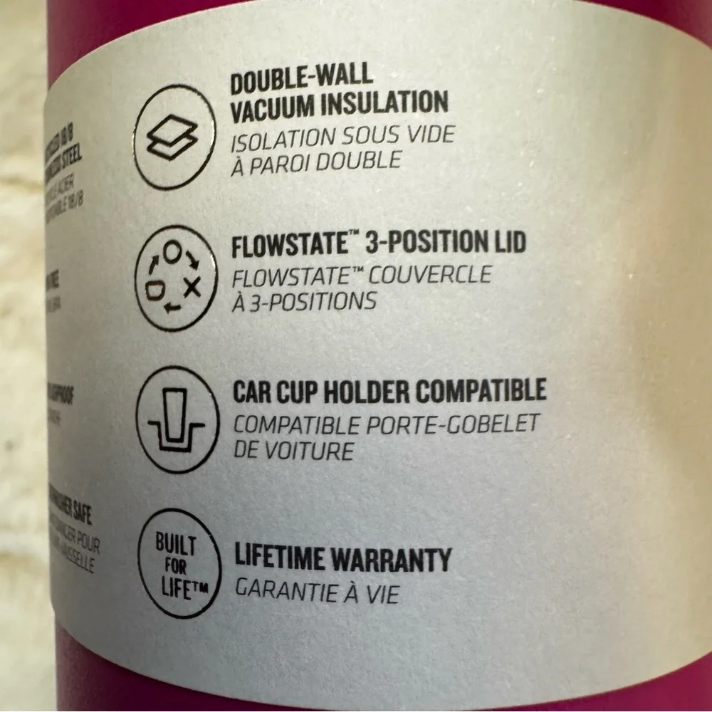 Stanley Fuchsia Pink The Flowstate Quencher H2.O Tumbler 40 oz  3 Position Lid - Picture 8 of 8